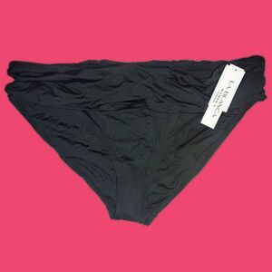 NWT La Blanca Island Goddess Ruched Band Hipster Bottom Size 18W Black Curvy